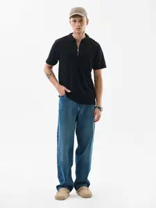 Snitch Men Floral Mandarin Collar Tropical Pockets Slim Fit T-shirt