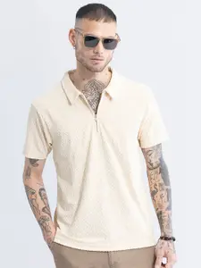 Snitch Men Printed Polo Collar Pockets Slim Fit T-shirt