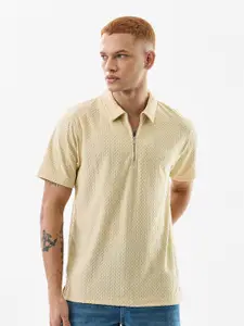 Snitch Men Printed Polo Collar Pockets Slim Fit T-shirt