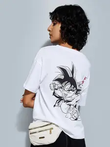 max URB_N Women Anime Round Neck Drop-Shoulder Sleeves T-shirt