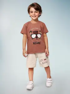 Toonyport Boys Printed Pure Cotton T-shirt With Shorts