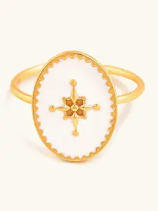 Mabel 925 Sterling Silver 18 Karat Gold Plated Star Signet Adjustable Ring