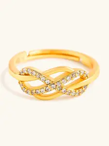 Mabel Gold-Plated CZ-Studded Infinity Pave Adjustable Finger Ring
