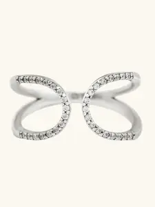 Mabel Rhodium-Plated CZ Studded Finger Ring