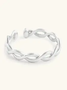 Mabel 925 Sterling Silver Rhodium Plated Braid Adjustable Band Ring