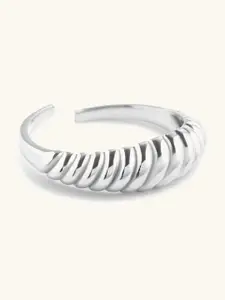 Mabel Rhodium-Plated  Croissant Dome Adjustable Finger Ring