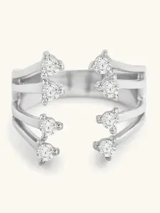 Mabel Rhodium-Plated CZ Stone Studded Finger Ring