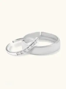 Mabel Set Of 2Rhodium-Plated Couple Promise  Adjustable Finger Rings