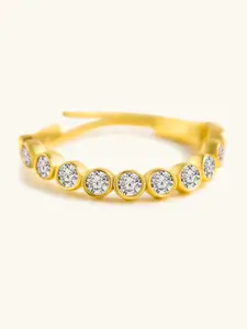 Mabel Gold-plated Cubic Zirconia Stone Studded  Studded Semi Circle Adjustable Ring