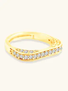 Mabel Gold-plated Cubic Zirconia Stone Studded Square Pave Adjustable Ring