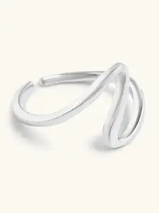 Mabel Rhodium-Plated Wave Adjustable Finger Ring