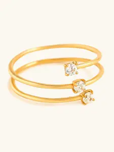 Mabel 925 Sterling Silver 18 Karat Gold Plated Solitaire Spiral Adjustable Ring