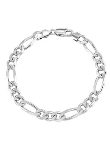 LeCalla Men 925 Sterling Silver Rhodium Plated Link Bracelet