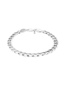 LeCalla Men 925 Sterling Silver Rhodium Plated Link Bracelet
