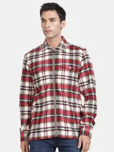 t-base Men Tartan Checks Opaque Checked Casual Shirt