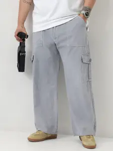 Urbano Plus Men Loose Fit Washed Cargo Non-Stretchable Jeans With 6 Pockets