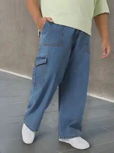 Urbano Plus Men Loose Fit Washed Cargo Non-Stretchable Jeans With 6 Pockets