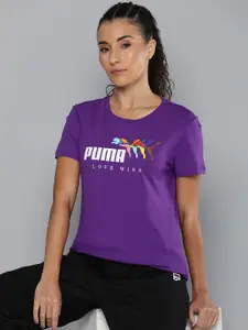 Puma Women LOVE WINS Brand Logo Printed Pure Cotton T-shirt