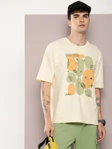 DILLINGER Men Graphic Oversized Printed Drop-Shoulder Sleeves Pure Cotton T-shirt