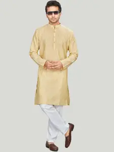 Authentics Men Striped Thread Work Pathani Kurta