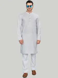 Authentics Geometric Woven Design Mandarin Collar Pure Cotton Kurta