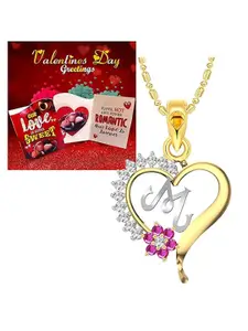 Vighnaharta Gold Plated Cubic Zirconia Pendant With Greeting Card