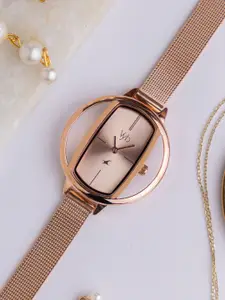 Fastrack Vyb Charmer Women Embellished Dial Bracelet Style Analogue Watch FV60037WM01W