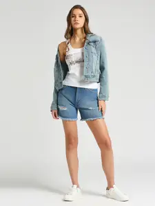 Pepe Jeans Women Printed Pockets Slim Fit T-shirt