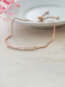 MANNASH Sterling Silver Cubic Zirconia Rose Gold Plated Charm Bracelet