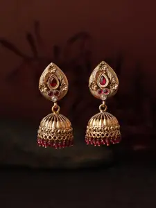 justpeachy Artificial Stones Gold Plated Jhumkas