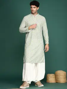 Sangria Geometric Printed Sequinned Cotton Straight Kurta