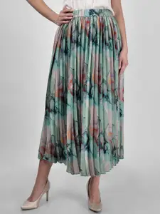 DRIRO Floral Printed Flared Midi Skirt