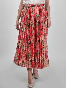 DRIRO Spring Floral Printed Midi Skirt