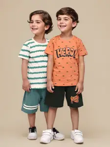 Toonyport Boys Pack Of 2 Printed Pure Cotton T-shirt with Shorts