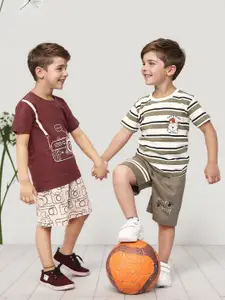 Toonyport Boys Boys Pack Of 2 Printed Pure Cotton T-shirt with Shorts