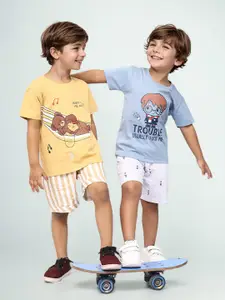 Toonyport Boys Pack of 2 Round Neck Printed T-shirt with Shorts