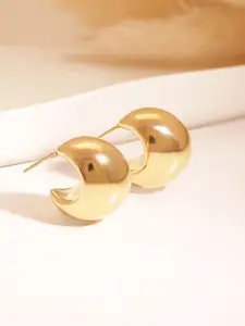 Rubans Voguish Stainless Steel 18KT Gold Plated Waterproof Circular Studs Earrings