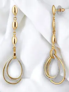 LUCKY JEWELLERY Gold-Plated Contemporary Drop Earrings