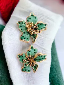 LUCKY JEWELLERY Gold-Plated Floral Studs