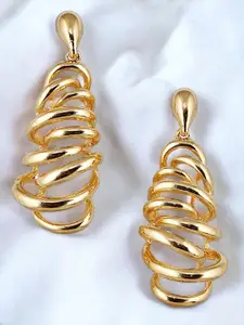 LUCKY JEWELLERY 18k Gold Plated Contemporary Drop Earrings