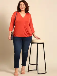 The Pink Moon V-Neck Wrap Plus Size Top