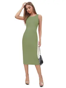 BAESD Round Neck Sleeveless Bodycon Midi Dress