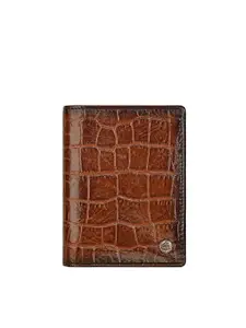 Eske Men Geometric Printed Leather Two Fold Wallet