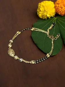 Anouk Gold-Plated Beaded Brass Charm Bracelet