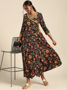 all about you Black Floral Print Maxi Dress