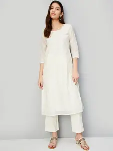 max Geometric Embroidered Thread Work Kurta