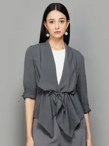 CODE by Lifestyle Roll Up Sleeves Asymmetric Tie-Up Shrug