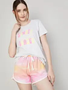 Ginger by Lifestyle Typography Printed Pure Cotton T-shirt & Shorts