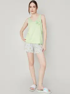 Ginger by Lifestyle Typography Printed Pure Cotton T-shirt & Shorts