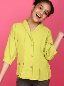 V-Mart Girls Shirt Collar Cuffed Sleeves Shirt Style Top